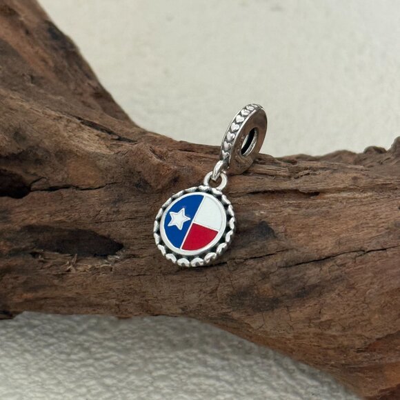 Pandora Texas Flag Exclusive S925 Silver Dangle Charm - Picture 3 of 5